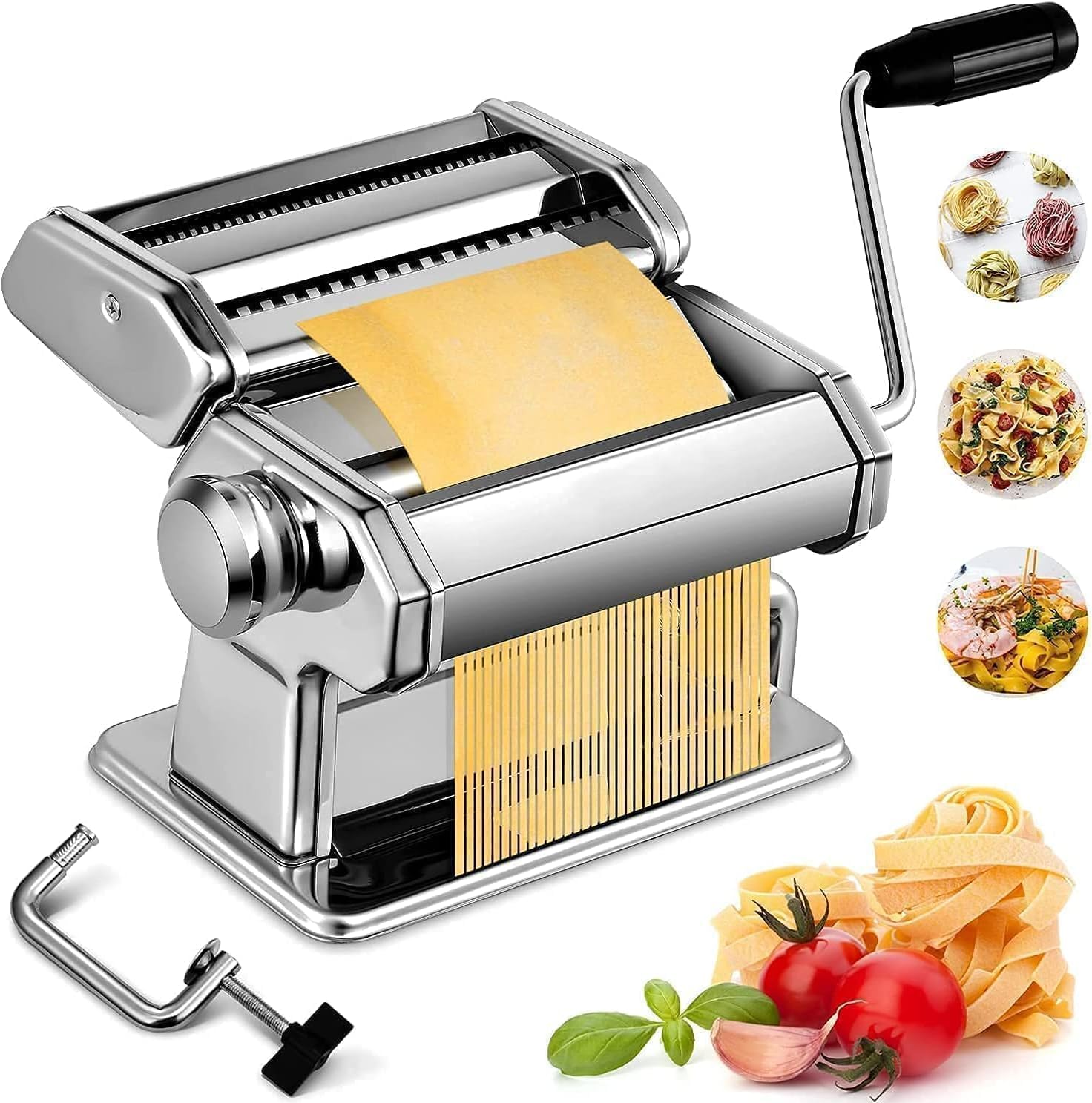2-in-1 Pasta Maker with Cleaning Kit, Adjustable Thickness Settings Pasta Maker Machine with Pasta Roller and Cutter, Dual Width Noodle Maker for Pasta, Spaghetti, Fettuccine, Lasagna-image-37