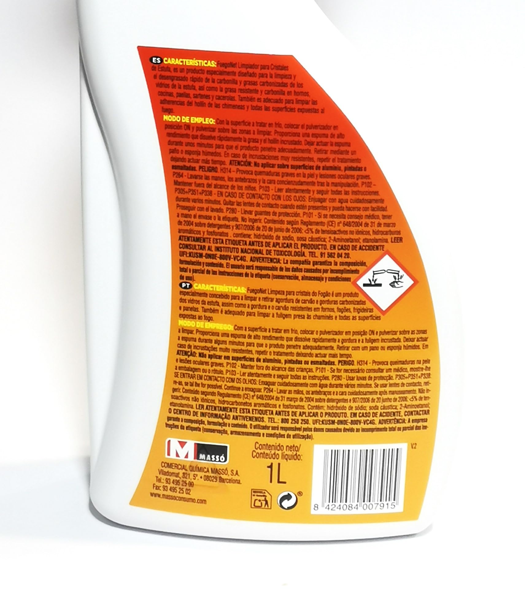 Limpia cristales estufas chimeneas hornos en pulverizador 2 Litros (2x1L). Limpia cristales de estufas y chimeneas de rapido efecto.