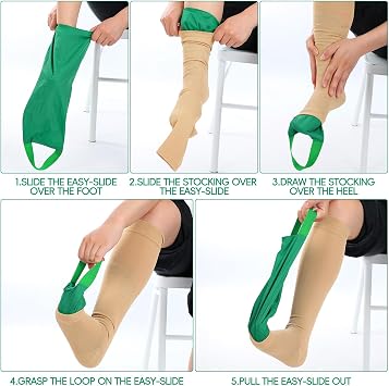 Threlaco 2 Pcs Easy Slide Compression Stocking Aid, Normal Size