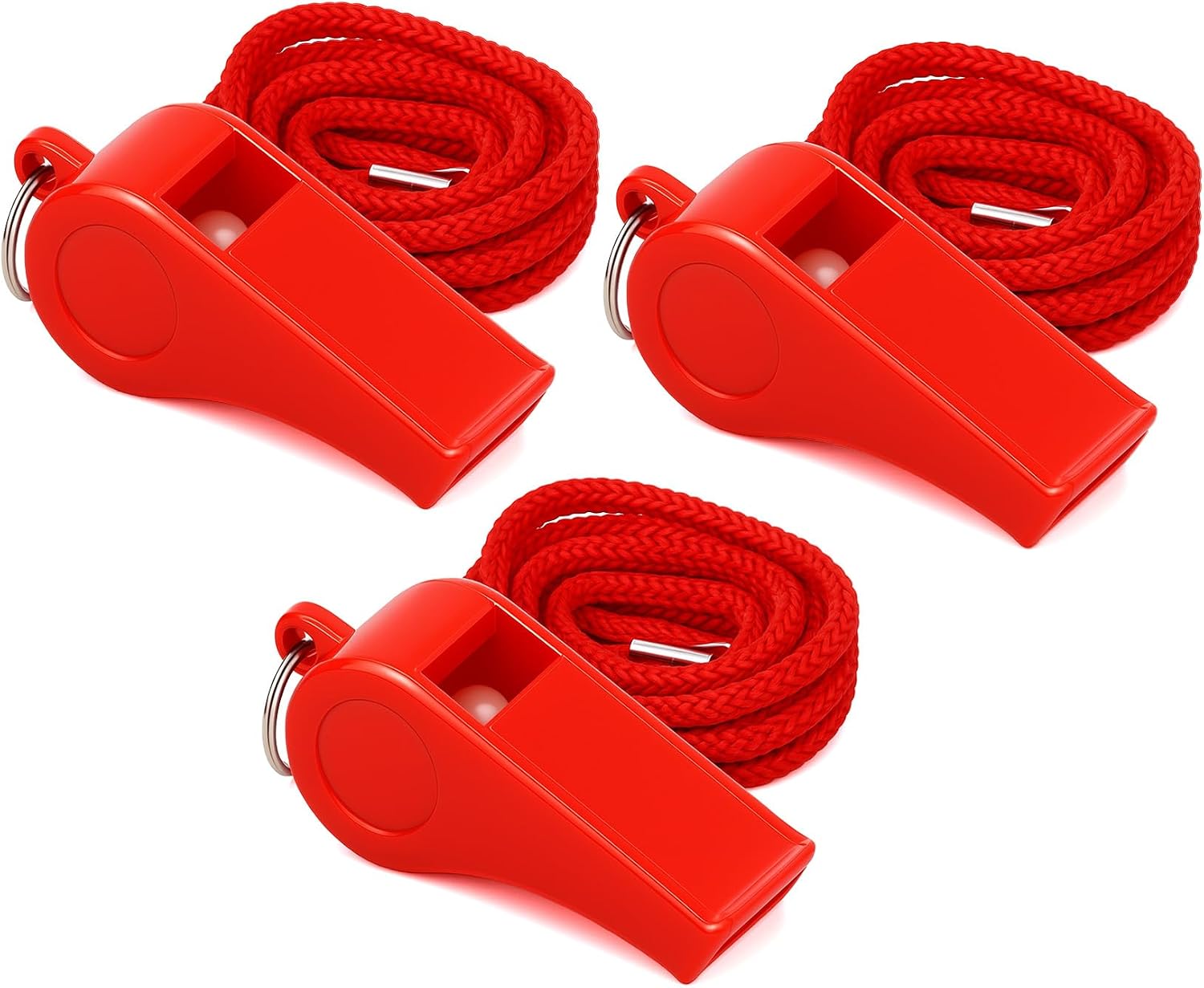 3 Pitos de emergencia rojos con cordón miniatura 1