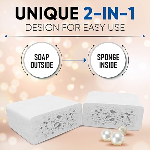 Mother of Pearl Soap Sponge 5-Pack - Bath Scrubber & Exfoliator(Cream,5 Pack)
