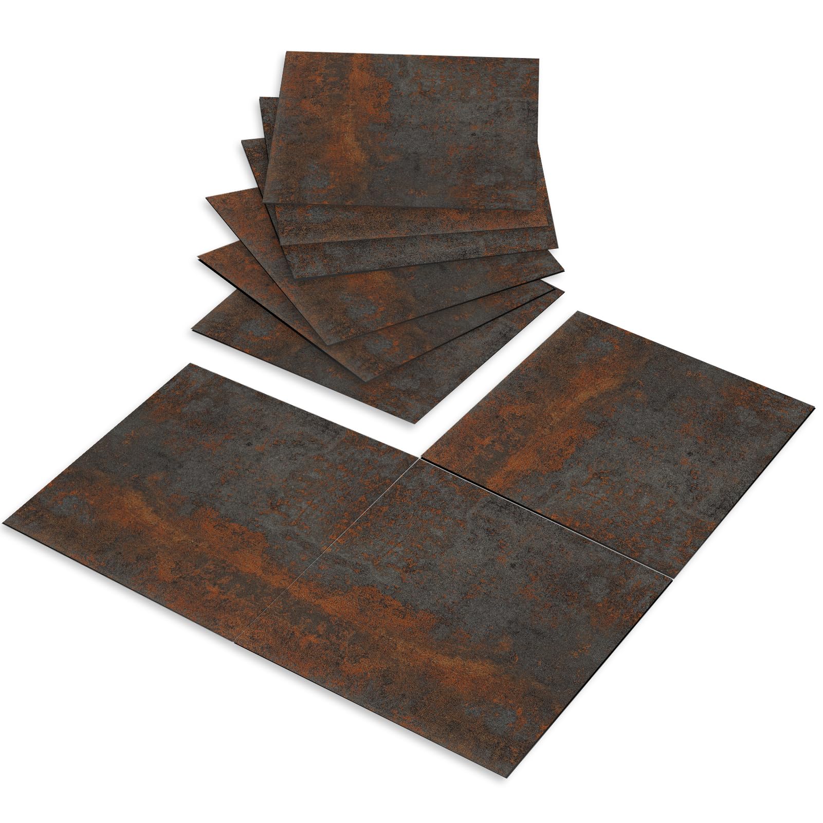 Art3d Large Peel and Stick Floor Tile, 12-Pack 23.6 x 23.6in. Covers 46.5 Sq.ft, Waterproof Vinyl Flooring Tiles Self Adhesive for Kitchen, Bathroom & Bedroom - Rust Granite