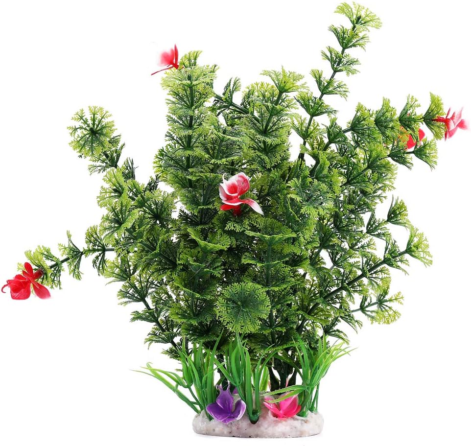 Artificial Aquatic Plant Plastic Large Fish Tank Decorations for Betta Loves (10 Tall, Green)