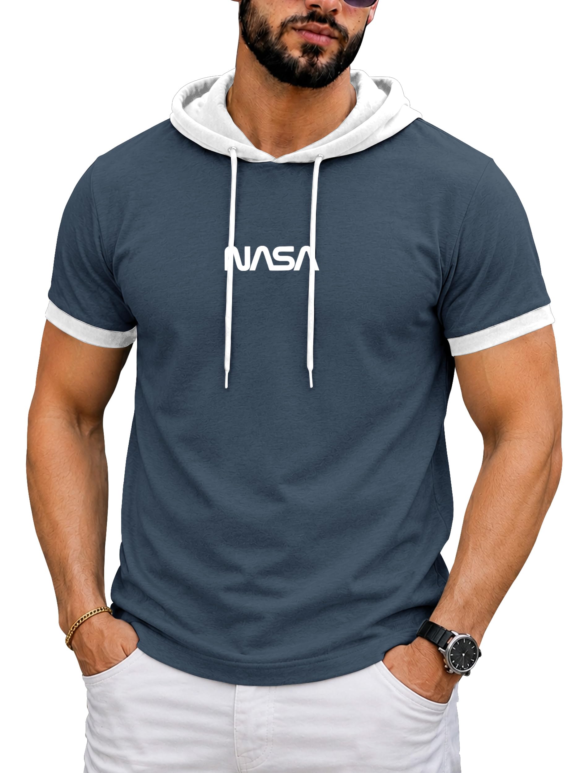 noble monk Men's Regular Fit Hoodie T-Shirt for Man |Half Sleeves Tshirt for Men | Casual Wear Stylish T-Shirt for Man | Gym Tshirt for Men-picture-26
