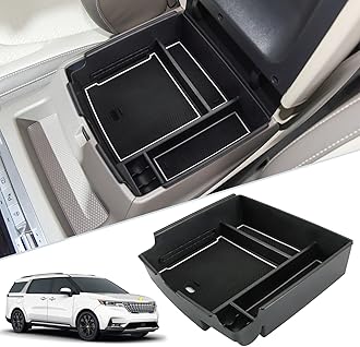 SKTU Compatible with 2022-2025 2026 Kia Carnival Center Console Organizer 2024 2025 2026 Carnival Accessories Console Tray 2024 2025 2026 Carnival Console Organizer with Coin and USB Hole (White)