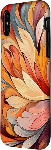 Miniatura 8 de iPhone 12 Pro Max Remolinos florales abstractos  Funda de colores cálidos de otoño