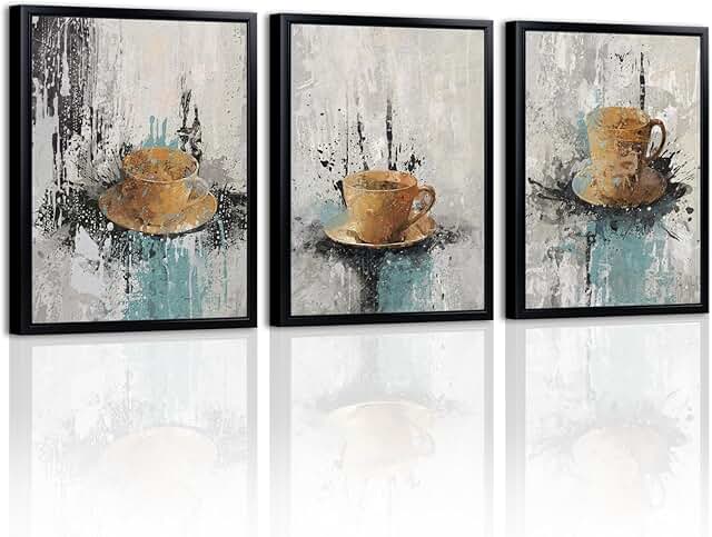 LevvArts Coffee Wall Art Prints Coffee Cup Paintings Vintage Kitchen Dec...
