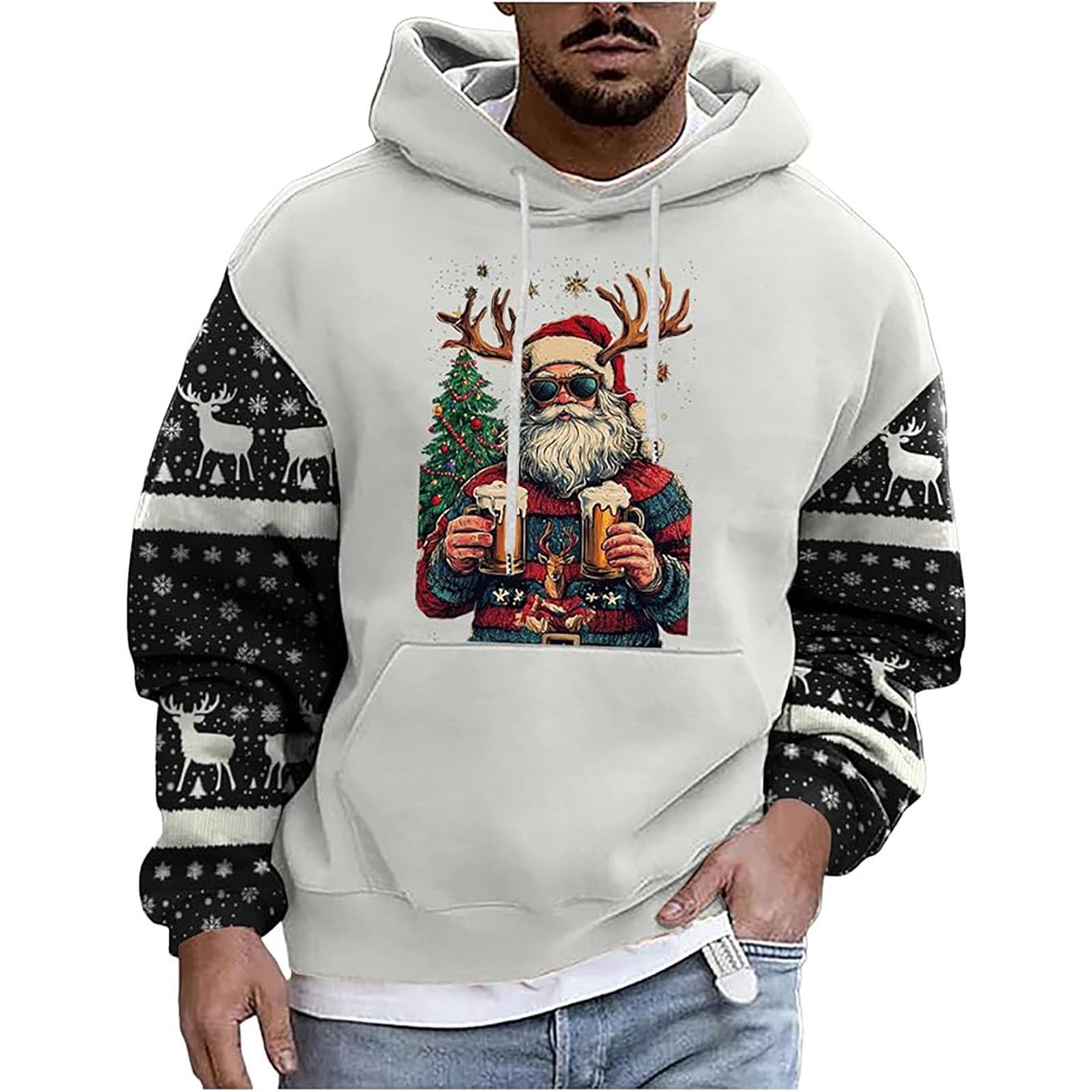 Sweat à capuche hommes imprimé pull longiligne confortable et doux