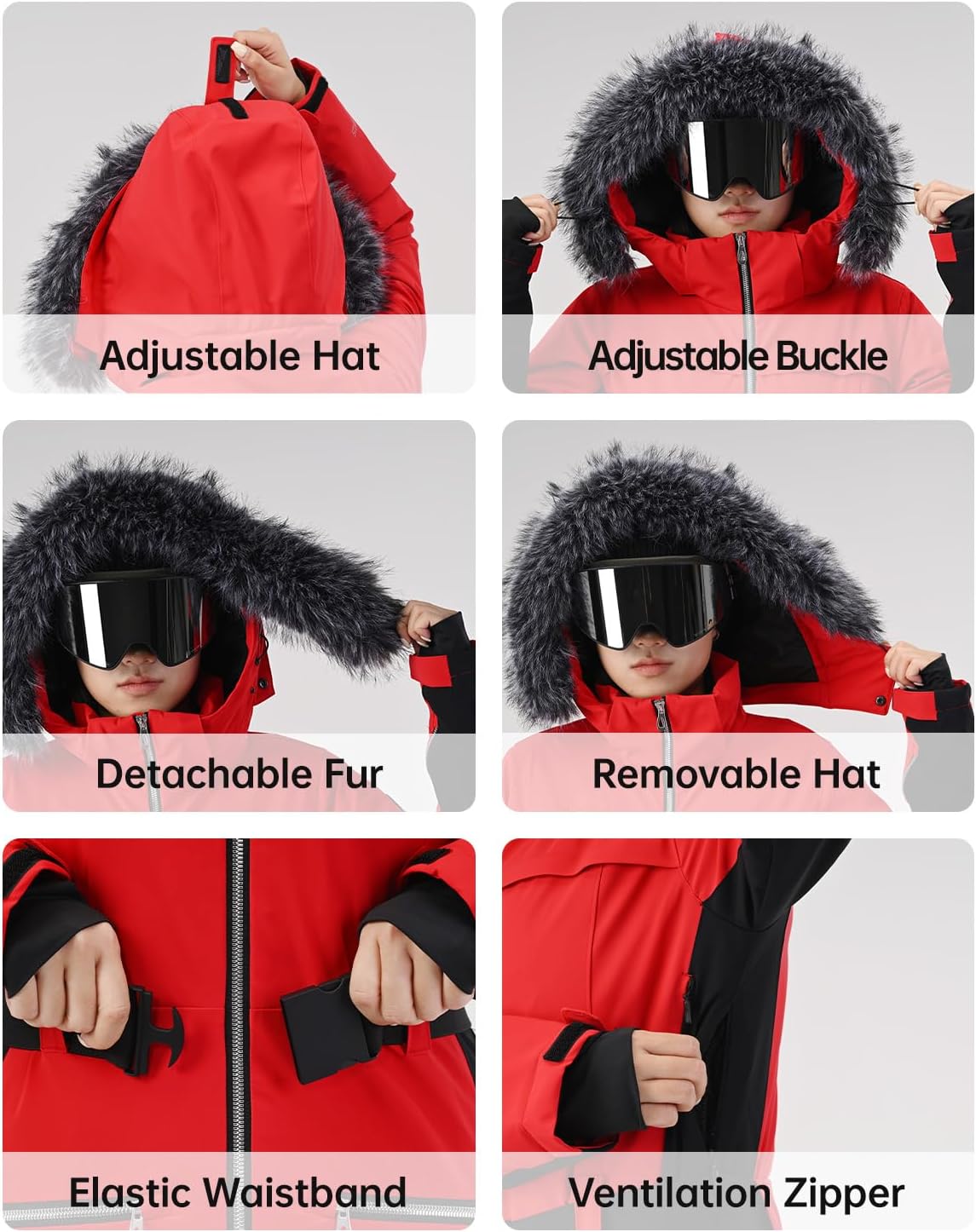 HIGH EXPERIENCE Women Ski Suit One Piece Snow Jumpsuit Snow Stretchy Outfit Snowboard Onesie Insulated Waterproof Winter Warm - Image 5