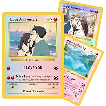 Personalised Poke Card with Photo Individual Trainer or Character Cards Adjustable Poke Portrait Card with Name Statistics and Text for Birthday or Anniversary