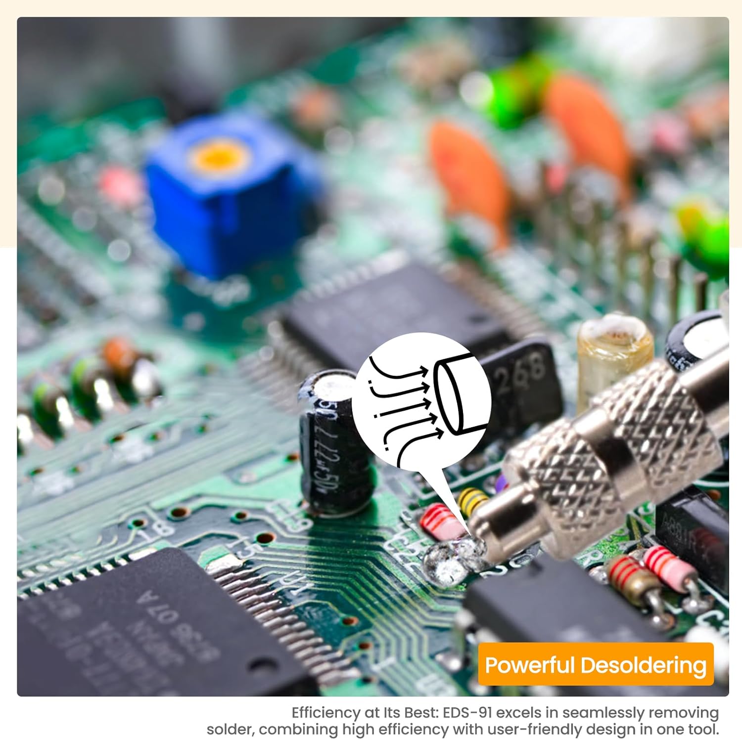 30W Dual-Use Electric Desoldering Gun, Solder Sucker & Iron with Multiple Nozzles, High-Temp Heatproof Handle, Portable Desoldering Tool for Precision Solder Removal (EDS-91)