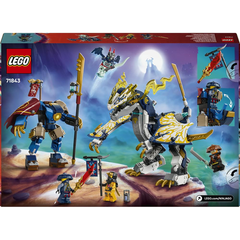 LEGO NINJAGO Mech smoczego jeźdźca Rogue’a 71843 | mech ninja, zabawka akcji, prezent dla chłopca i dziewczynki 8+, bitwa ninja, 584 elementy