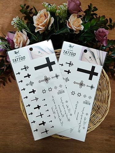 Miniatura 3 de Tatuajes impermeables de crucifijo de Jesús para mujeres y hombres, tatuaje temporal, decoración corporal para manos, brazo, pierna, pecho, hombro,