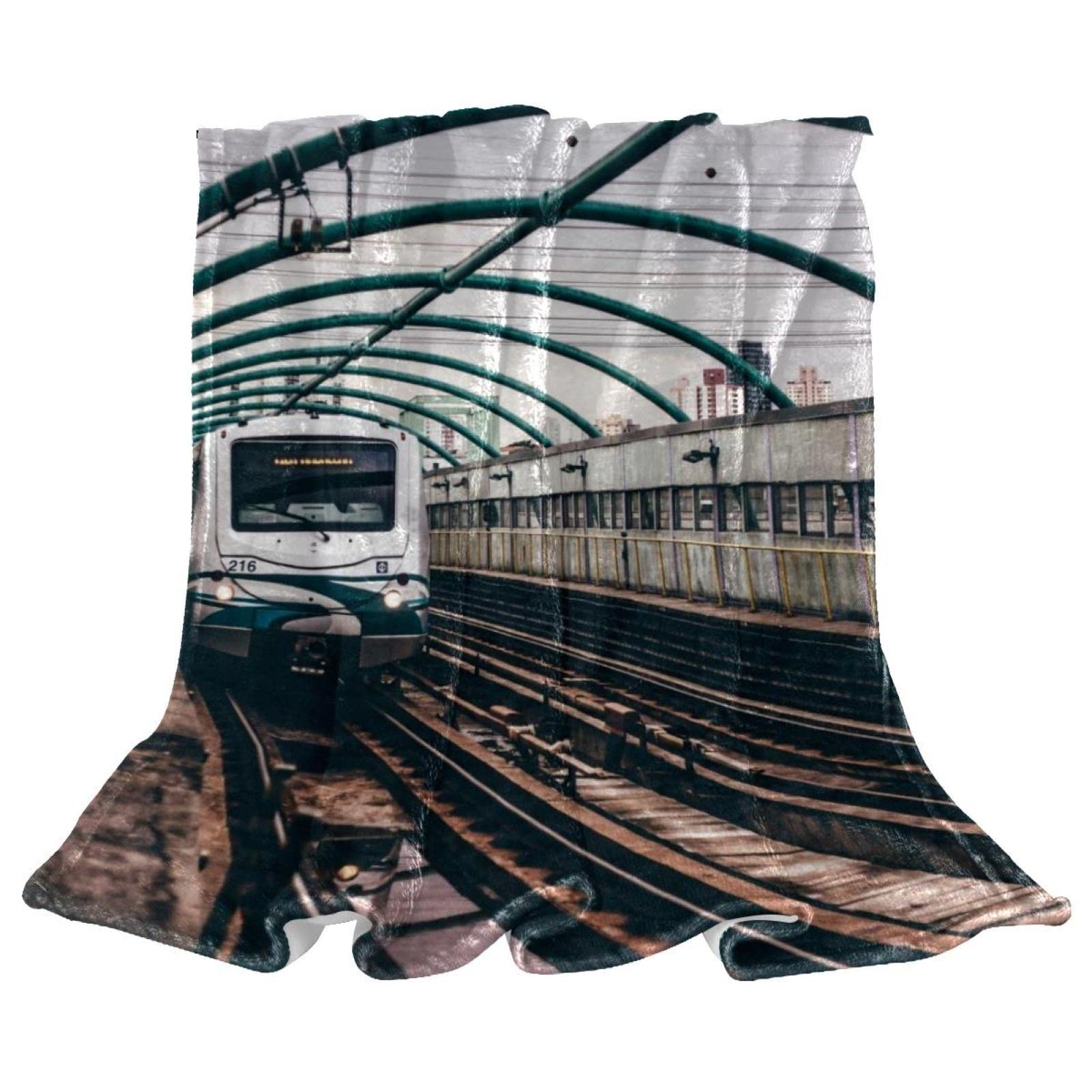 Couverture polaire train plaid canapé jeté de lit enfant peluche