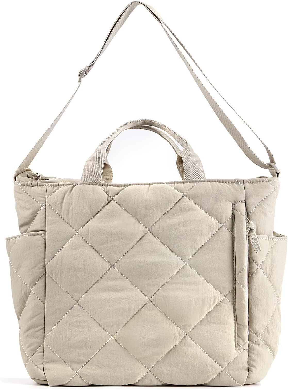 Quilted Tote Bag for Women Puffer Hobo Handbag Lightweight Quilted Padding Shoulder Bag Nylon Padded Crossbody Bag Zip Closure