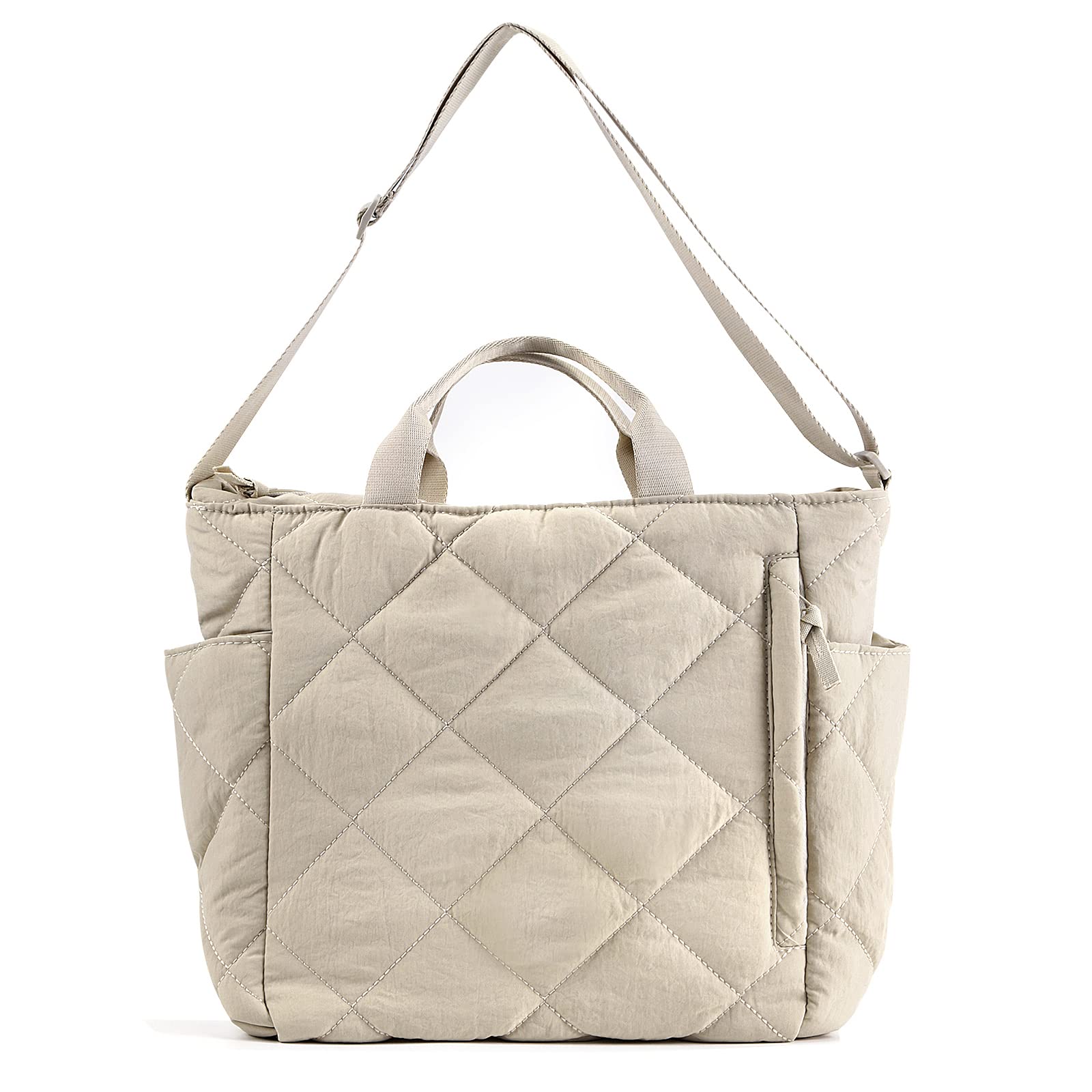 Quilted Tote Bag for Women Puffer Hobo Handbag Lightweight Quilted Padding Shoulder Bag Nylon Padded Crossbody Bag Zip Closure