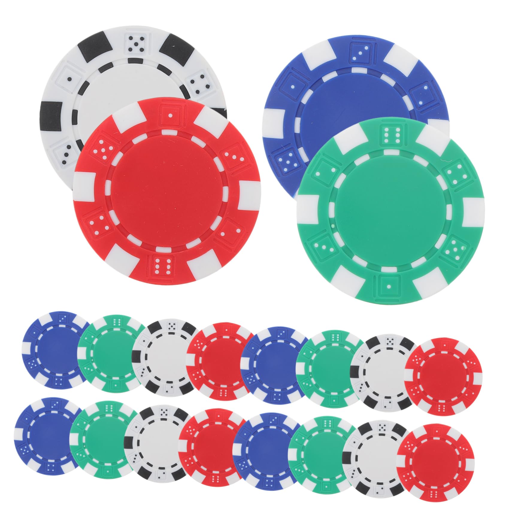 VICASKY 40pcs Colored Poker Chips Game Plastic Tokens for Counting Easy to Identify Smooth for Poker Mahjong and Game Nights Includes and Chips