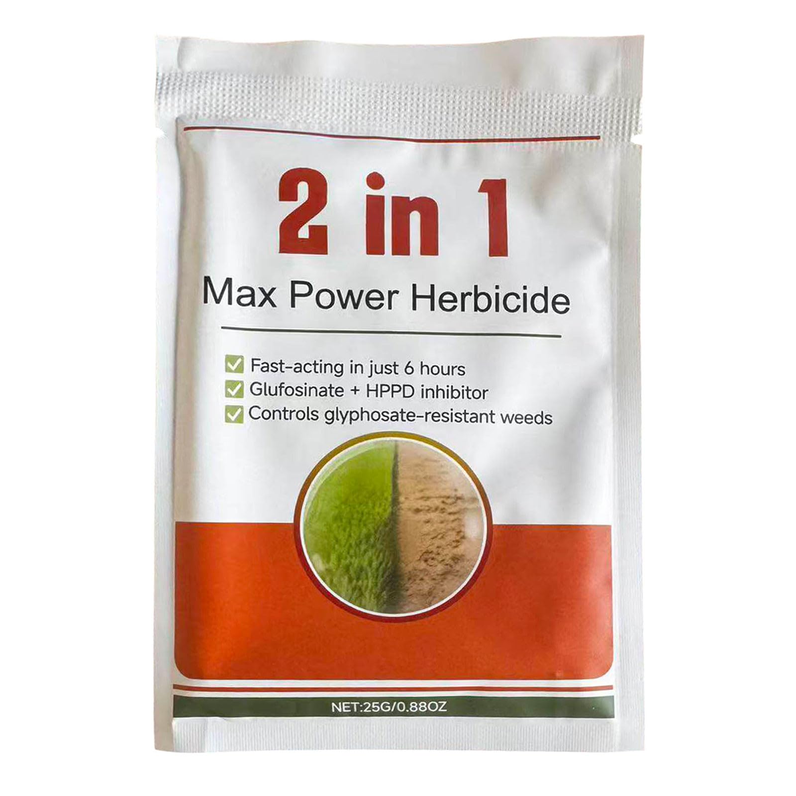 2 in 1 Max Power Herbicide, Fast-Acting Weed Killer, Glufosinate and HPPD Inhibitor, Controls Glyphosate-Resistant Weeds, Glyphosate Weedkiller 25g (1 PCS)
