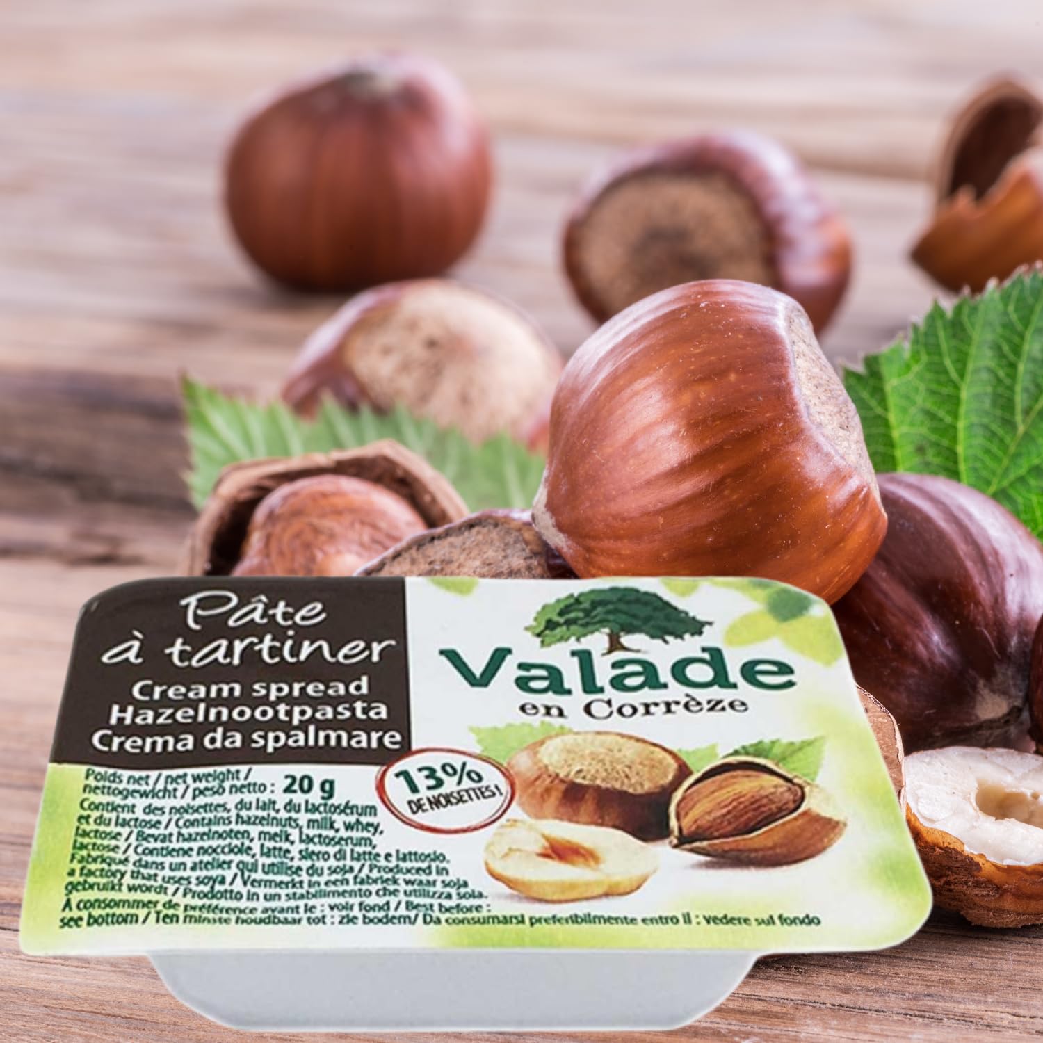 VALADE - 120 barquettes individuelles de pâte à tartiner noisette 20 g
