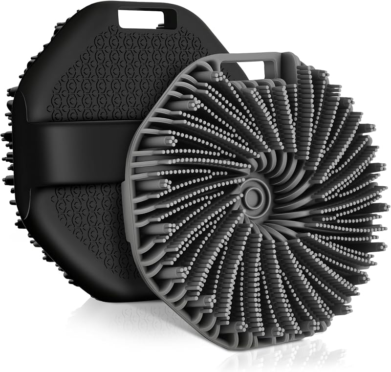 Escova de banho de silicone vueuKiGE com alça, preta e cinza — Pacote com 2