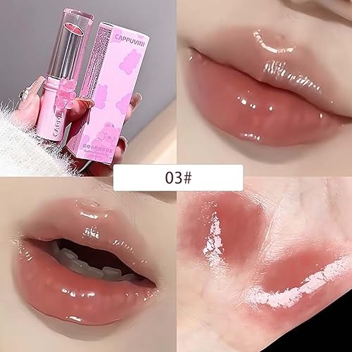Girls Lip Gloss, 3 Colors Cute Bear Jelly Liquid Lipsticks for Girls Teens & Women, Glossy Lipgloss with Shine Glass Finish