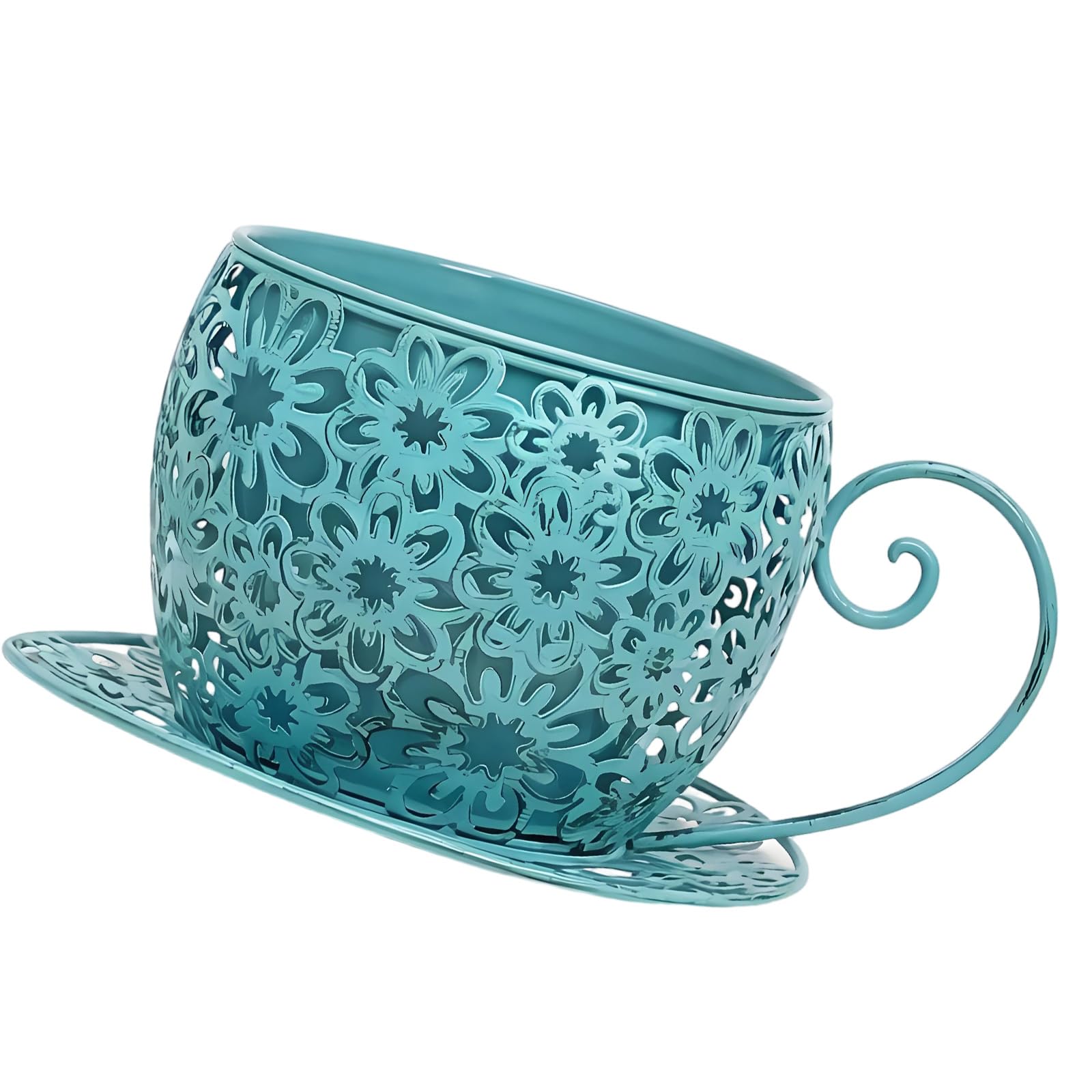 yanzunlrn Classical Farmhouses Iron Plant Container Cup Shape Design for Succulents on Bookshelf Balcony Desktop Coffee Cup Planter