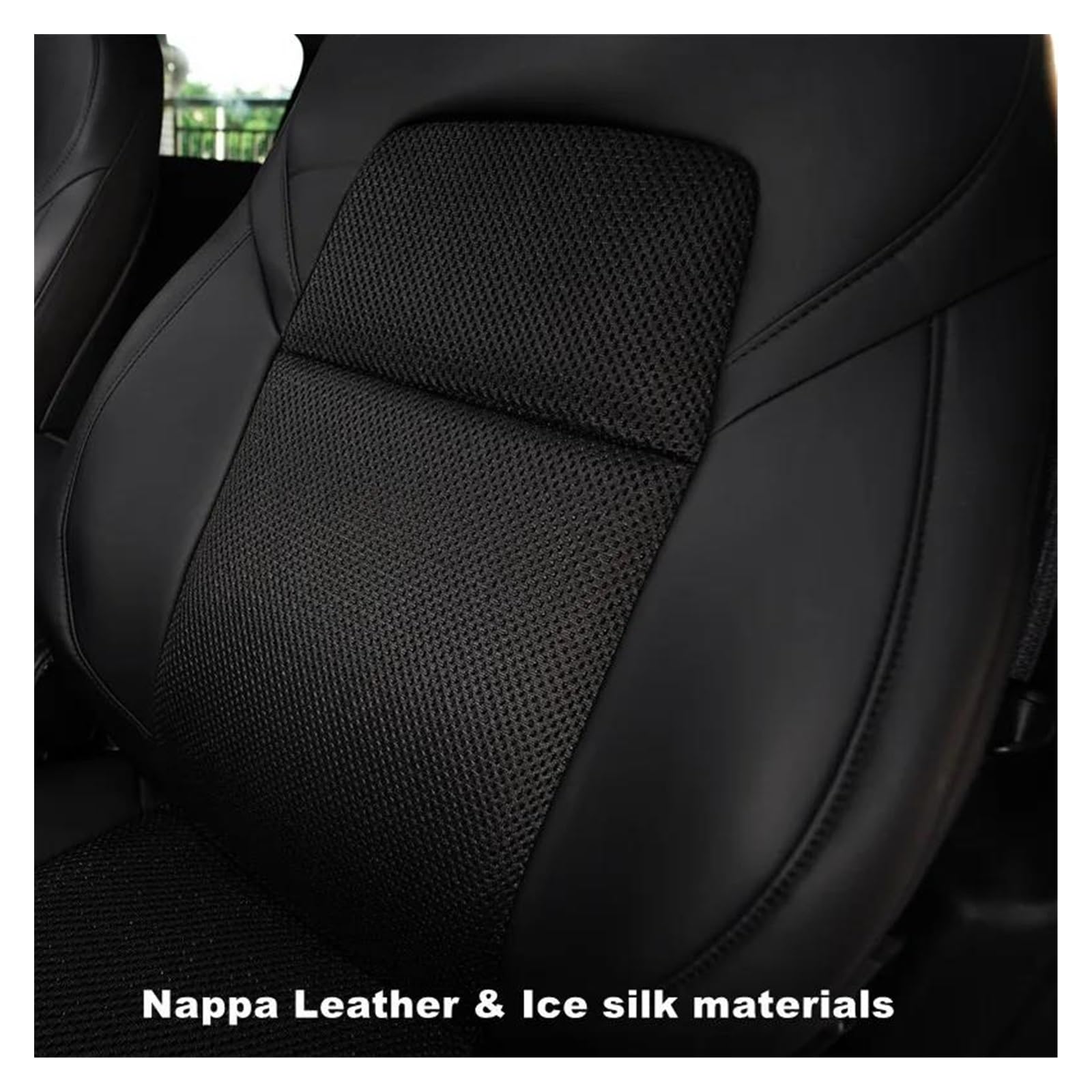 Funda Coche Asientos Para Tesla Para Modelo 3 Y Funda De Asientos Transpirable Con Ventilador Cojín De Asiento De Seda De Hielo Accesorios De Coche Protectores De Asiento(Black)