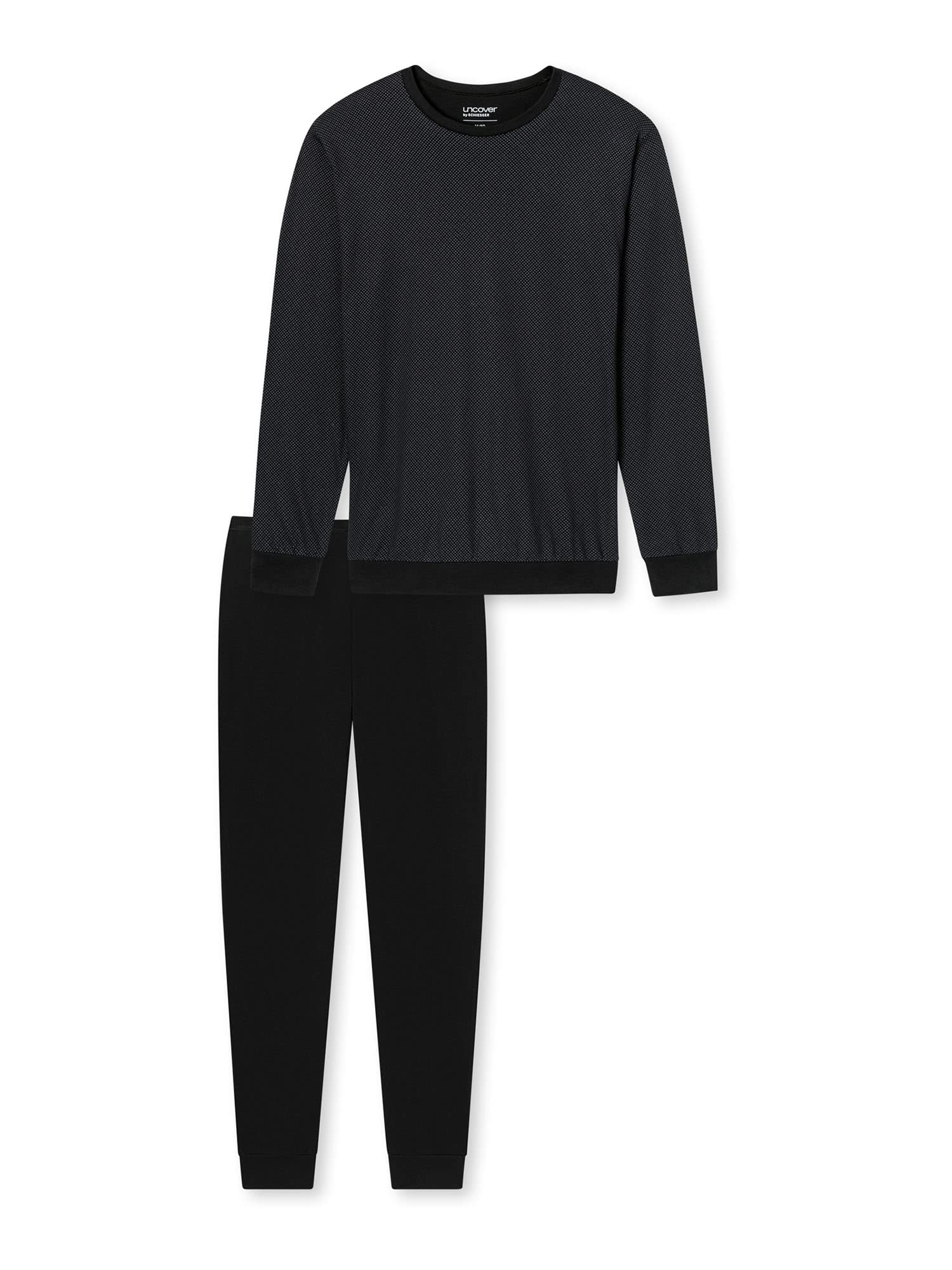 Uncover by Schiesser Herren Schlafanzug lang, schwarz, 50