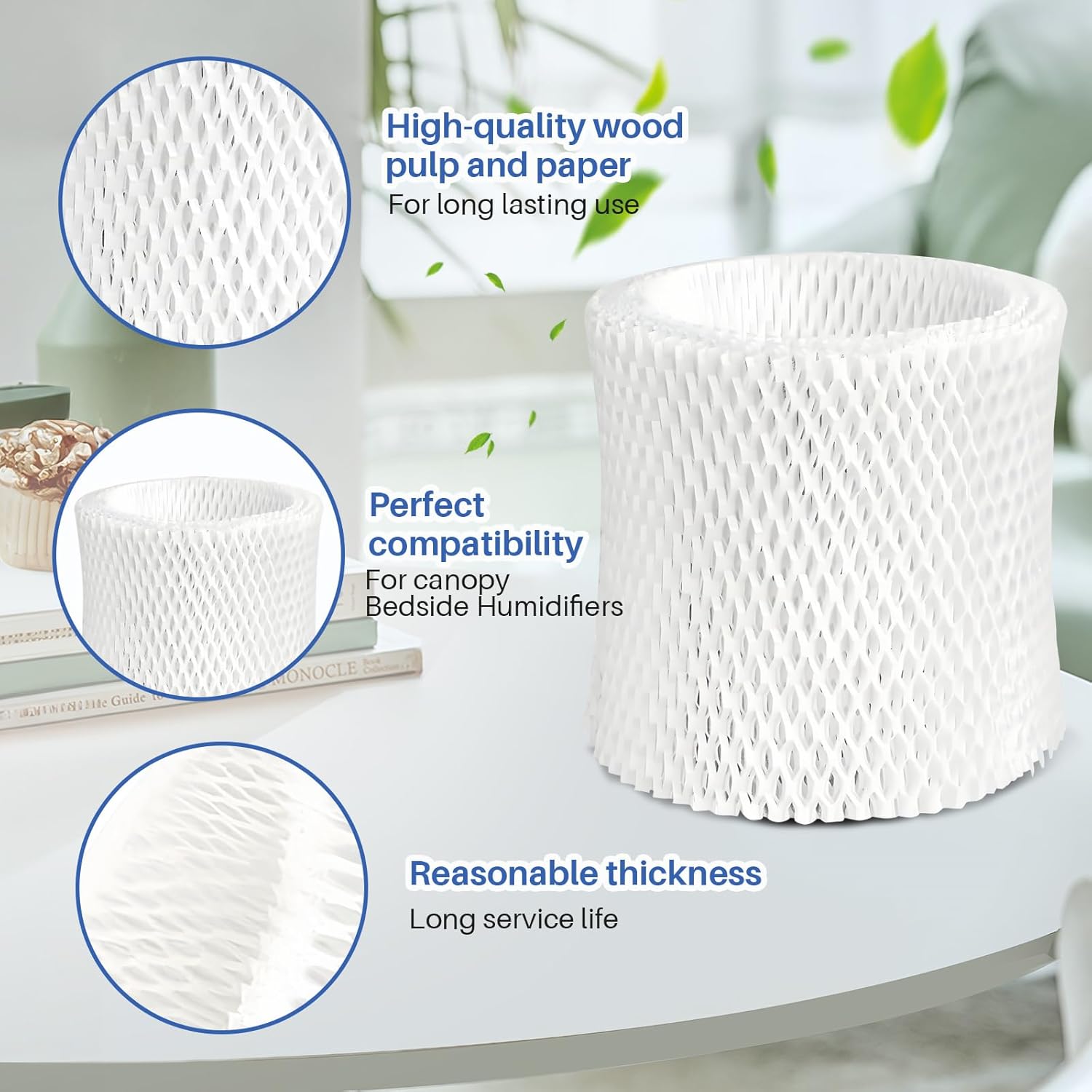 6Pack Replacement Wicking Humidifier Filter, Humidifier Wick Filter, Humidifier Filter Compatible with Canopy Nursery Bedside Cool Mist Humidifier