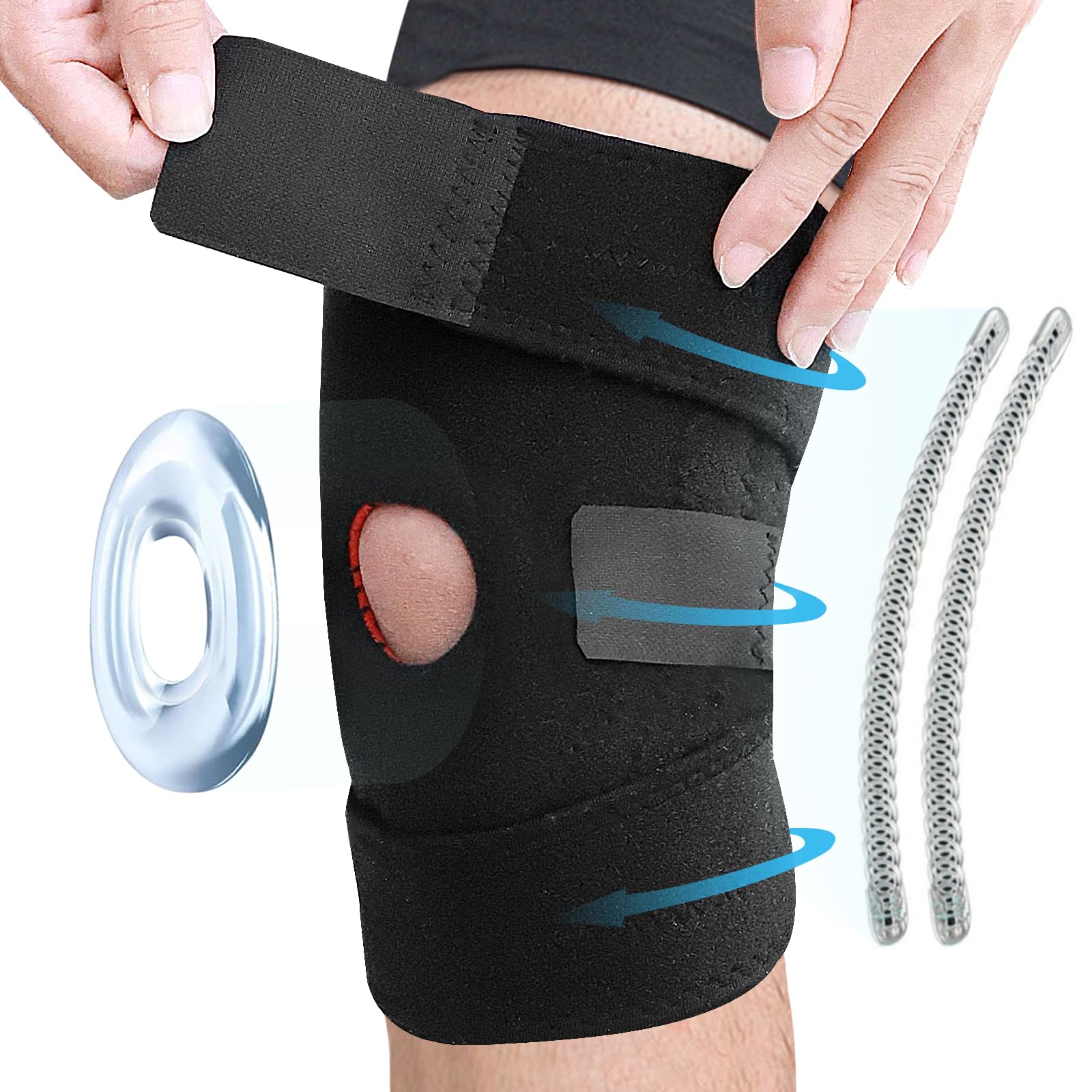 Anoopsyche Knee Brace for Men/Women, Knee Support Brace Compression Sleeve with Gel Pad & Side Stabilizers, Knee Support For Weight Lifting, Running, Basketball, Volleyball