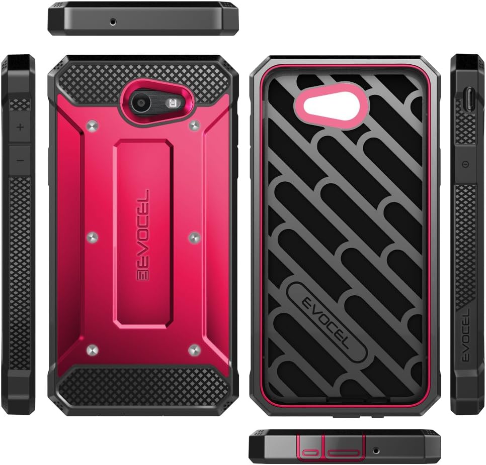 Galaxy J7 Prime/ J7 V / J7 2017 Case, Evocel [Explorer Series] with Free [Glass Screen Protector] Premium Full Body Case [Belt Clip] for Galaxy J7 Perx/Galaxy Halo / J7 Sky Pro/SM-J727, Pink