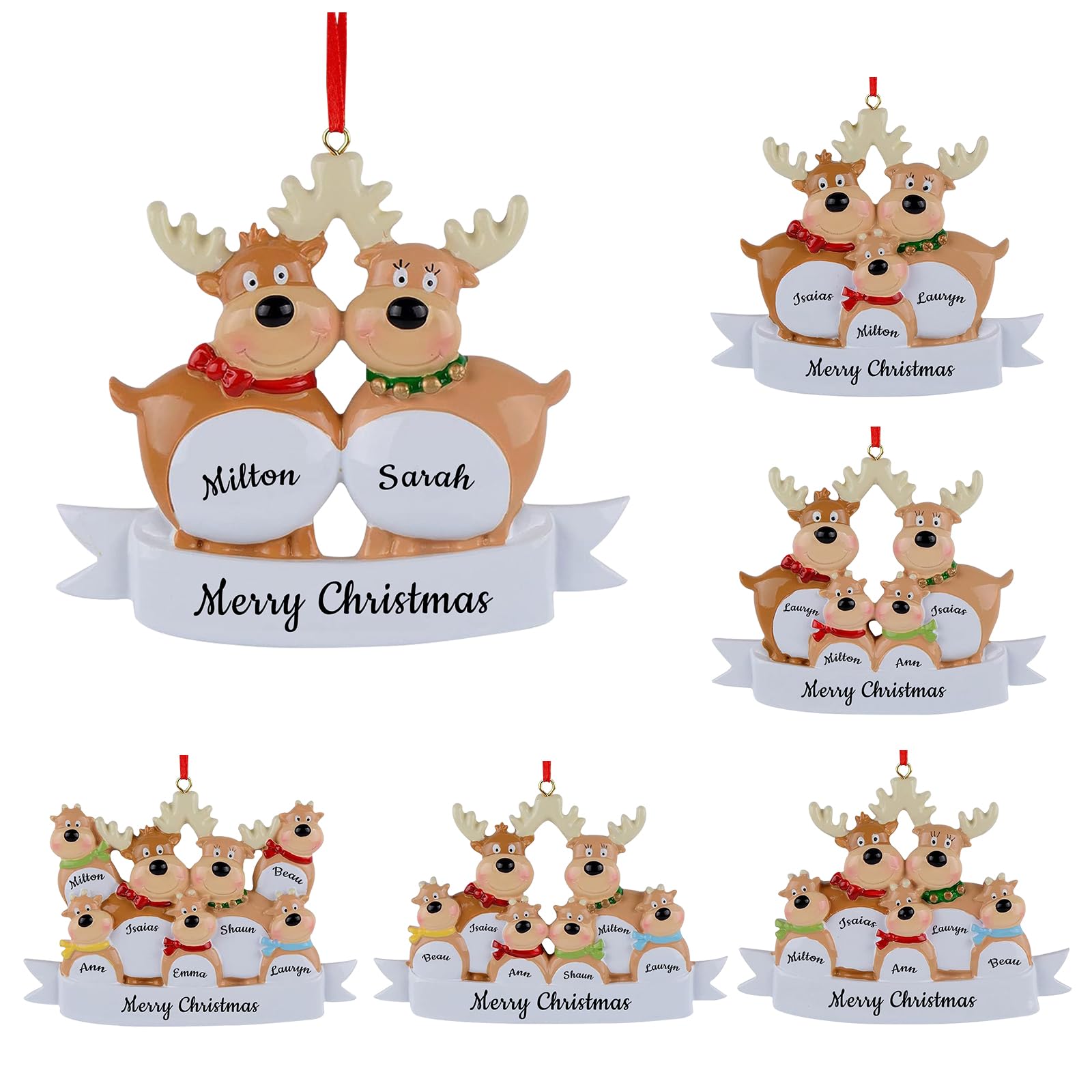 Personalizado Adorno para Colgar del árbol de Navidad, 2024 Adorno de Navidad en Forma de Alce de pie con los Nombres de los Miembros de la Familia 2,3,4,5,6,7 Regalos decoración navideña