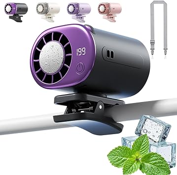 2026 Car Clip on Air Conditioner Fan with Led Display - 360 Rotation, 199 Speeds Adjustable, USB Rechargeable Personal Portable Cooling Fan, Hands-Free Clip on Fan for Cars, Work, Camping Black