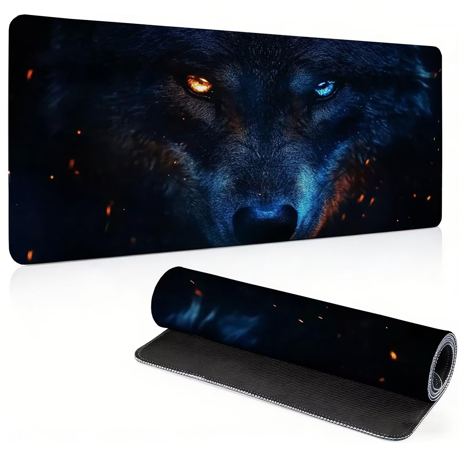 Tappetino Mouse Gaming, 1200x600mm Tappetino Mouse XXL nero 0c0-326 | Mouse Pad Grande, Ottimizzato per i Sensori da Gioco, Migliora Precisione e Velocità, per Mac e PC, lupi (4)