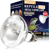 MIXJOY Lâmpada de calor de réptil de 160W com espectro total UVA UVB luz solar para uso em répteis e anfíbios