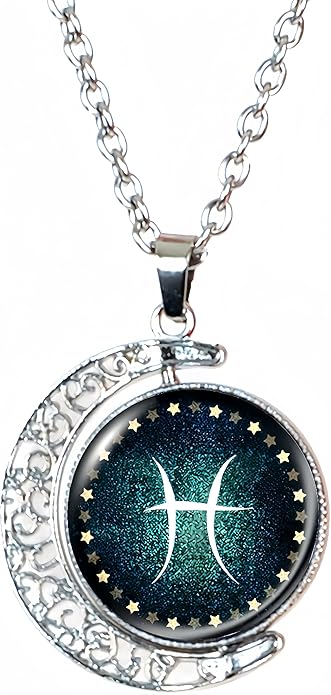 DEQIYIJI Birthday Gifts For Women Men Zodiac Sign Moon Pendant Necklace Jewelry Astrology 12 Constellation Horoscope Stuff