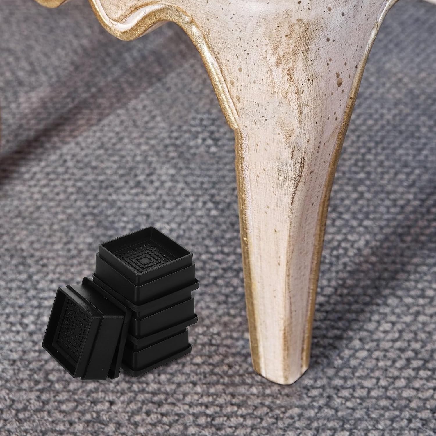 4pcs Rubber Bed Raising Blocks with Nonslip Bottom and Stackable Design for Sofa and Chair Height Adjustment and Enhanced Stability