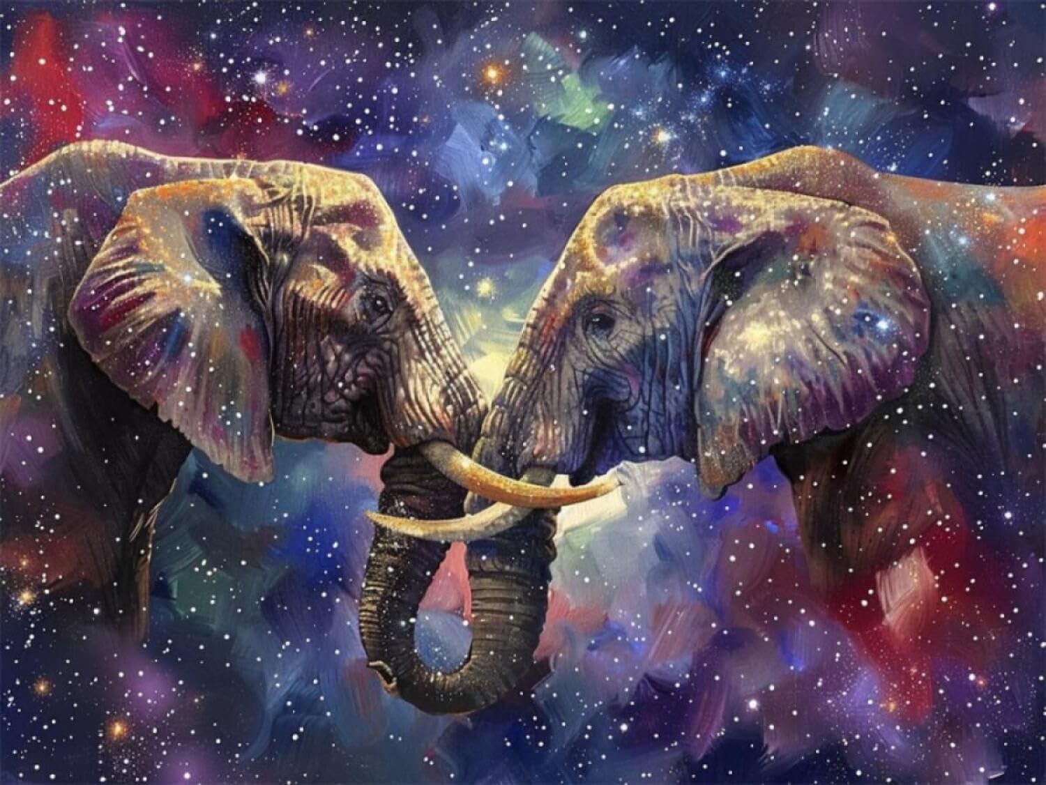 Rqwybcaxn DIY Latch Hook Rug Kit Starry Sky and Elephant 55x75cm