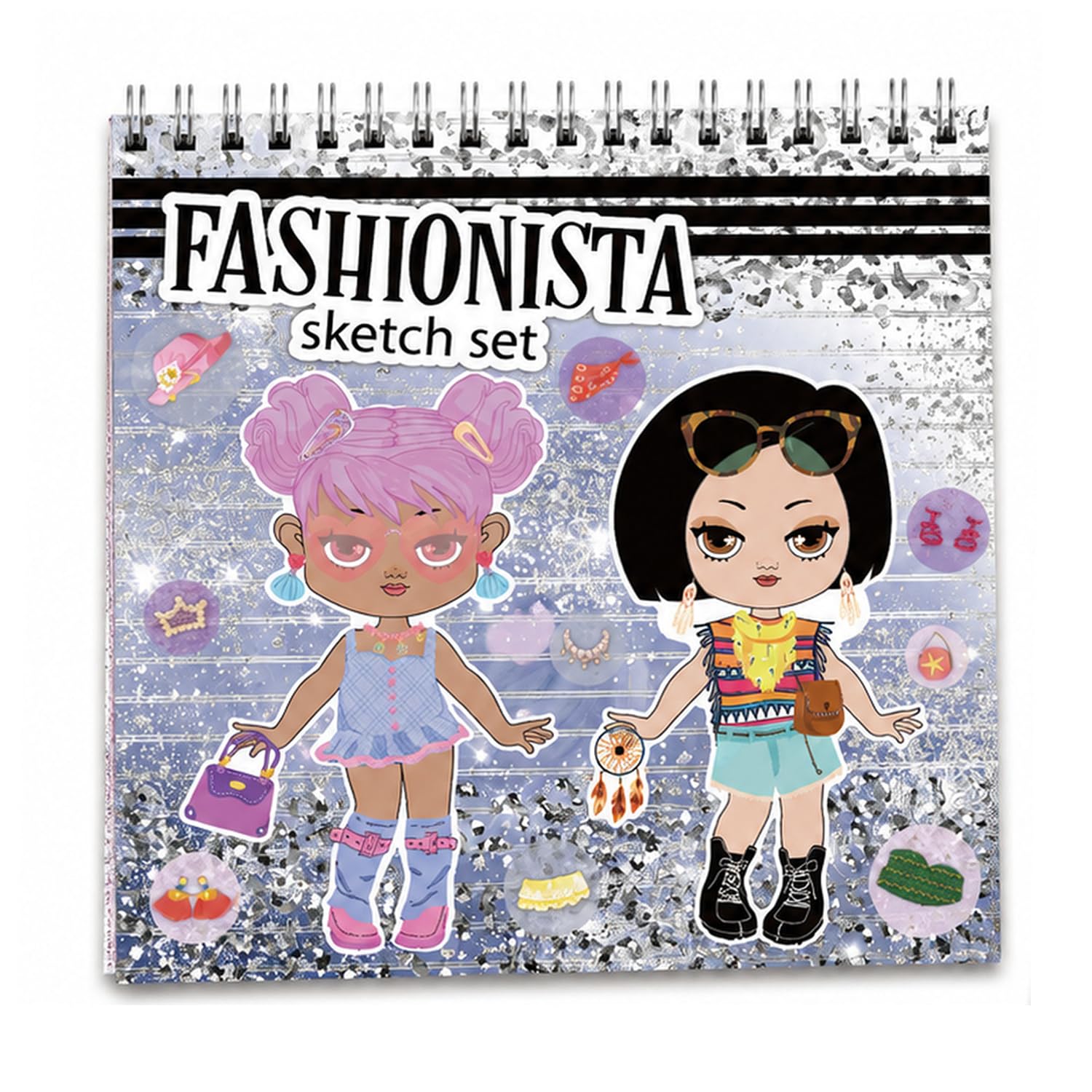 Top Model Sticker Books, Fashion Designer Dress Up Sticker Book with 20 Blank Figure Pages, 137 Stickers & 2 PET Stencil Sheets, Colour-in Top Model Dress Me Up Sticker Book for Girls