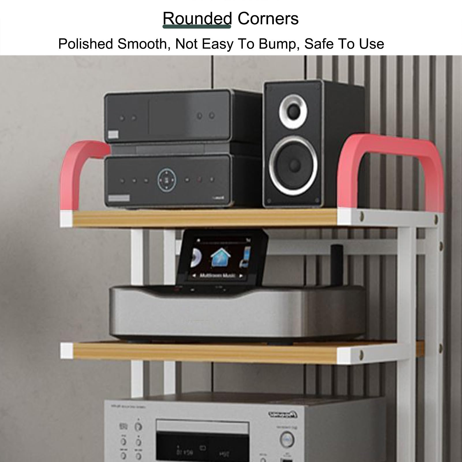 Soporte de medios AV resistente, gabinete estéreo y reproductor de discos, torre de audio y CD, solución de almacenamiento AV para sala de estar, oficina y estudio de grabación (negro, 85,5 x 50 cm)