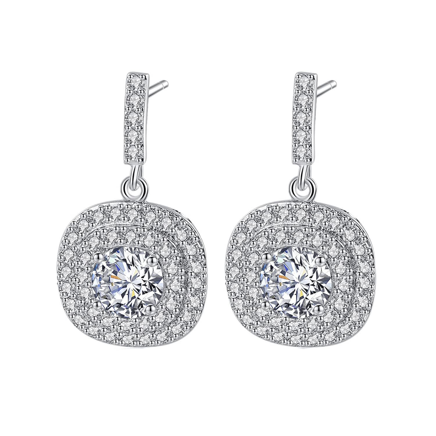 Earrings for Women and Girls Silver Crystal Drop Earrings | Silver Rose Gold Plated Crystal White Hoop Earrings for women | Birthday Gift for girls and women Anniversary Gift for Wife-image-15