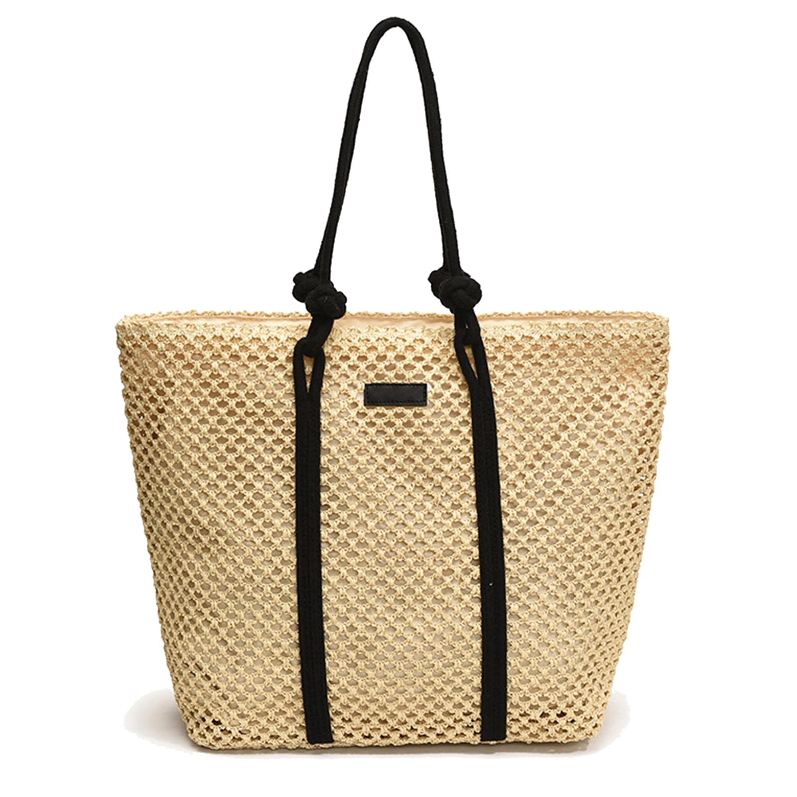 Peicees Large Straw Tote Bag For Beach Vacation 2025 Womens Sandproof Shoulder Bag Purse With Leak-Proof Lining Summer Travel