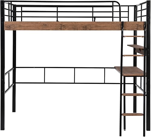 Miniatura 58 de Favfurish Litera de metal individual XL sobre Queen con escaleras inclinadas y barandillas de seguridad para dormitorio, habitaciones de invitados,