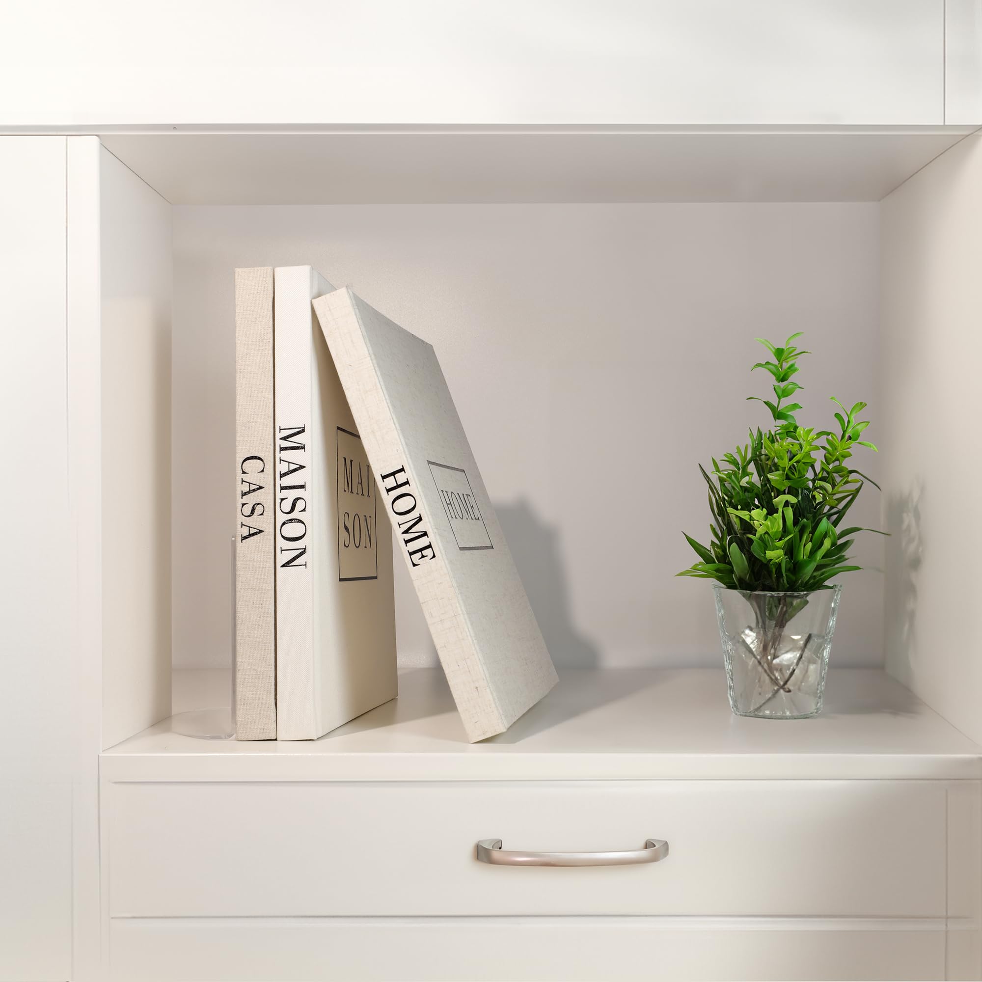 Set di 3 libri decorativi in tessuto di lino neutro