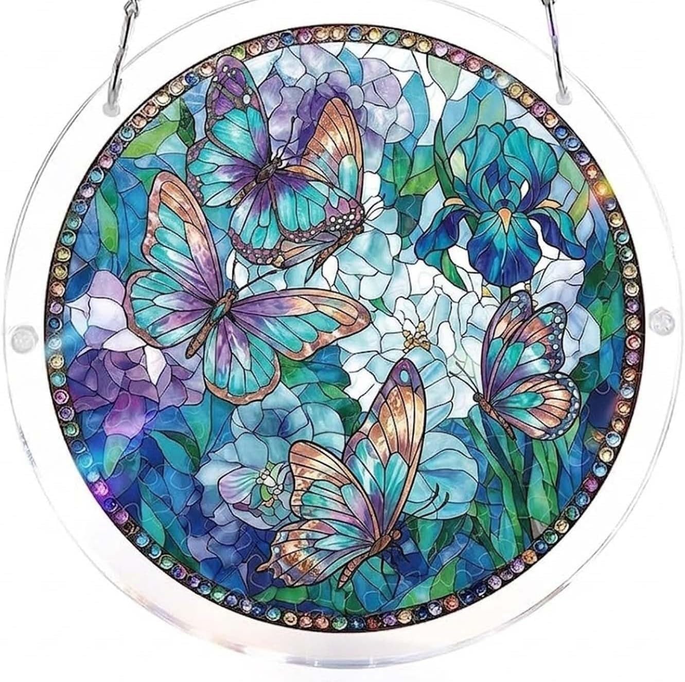 Butterflies- Acrylic Jigsaw Puzzles Suncatcher, 8.2 Inch Window Hanging Suncatcher Acrylic Puzzle, DIY Home Decor Art Gift