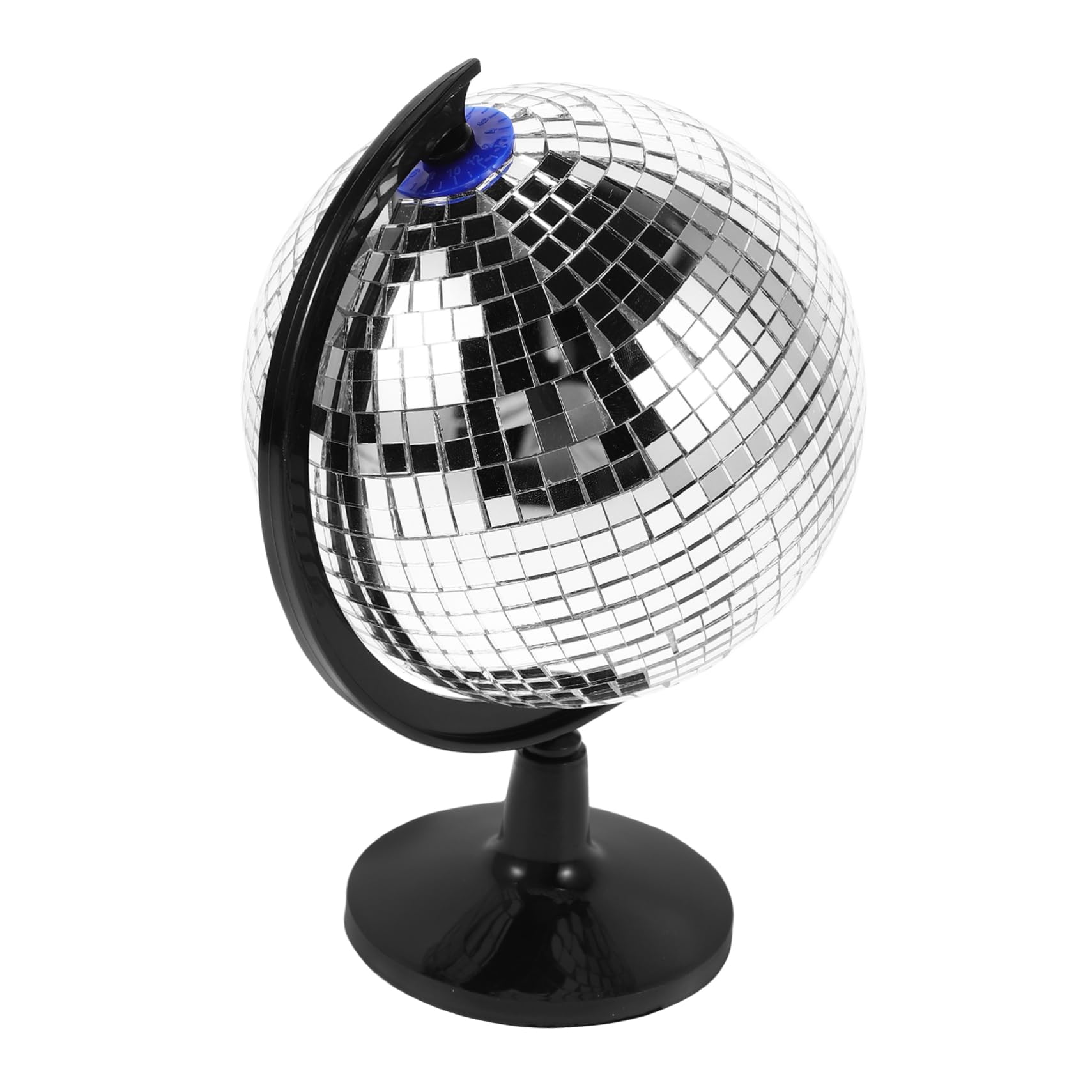 KOMBIUDA Disco Mirror Ball Globe Rotatable Silver Decorative Desk Ornament for Office Unique Spinning Design Captivating Light Show for Home Decor and Cool Office Gadgets