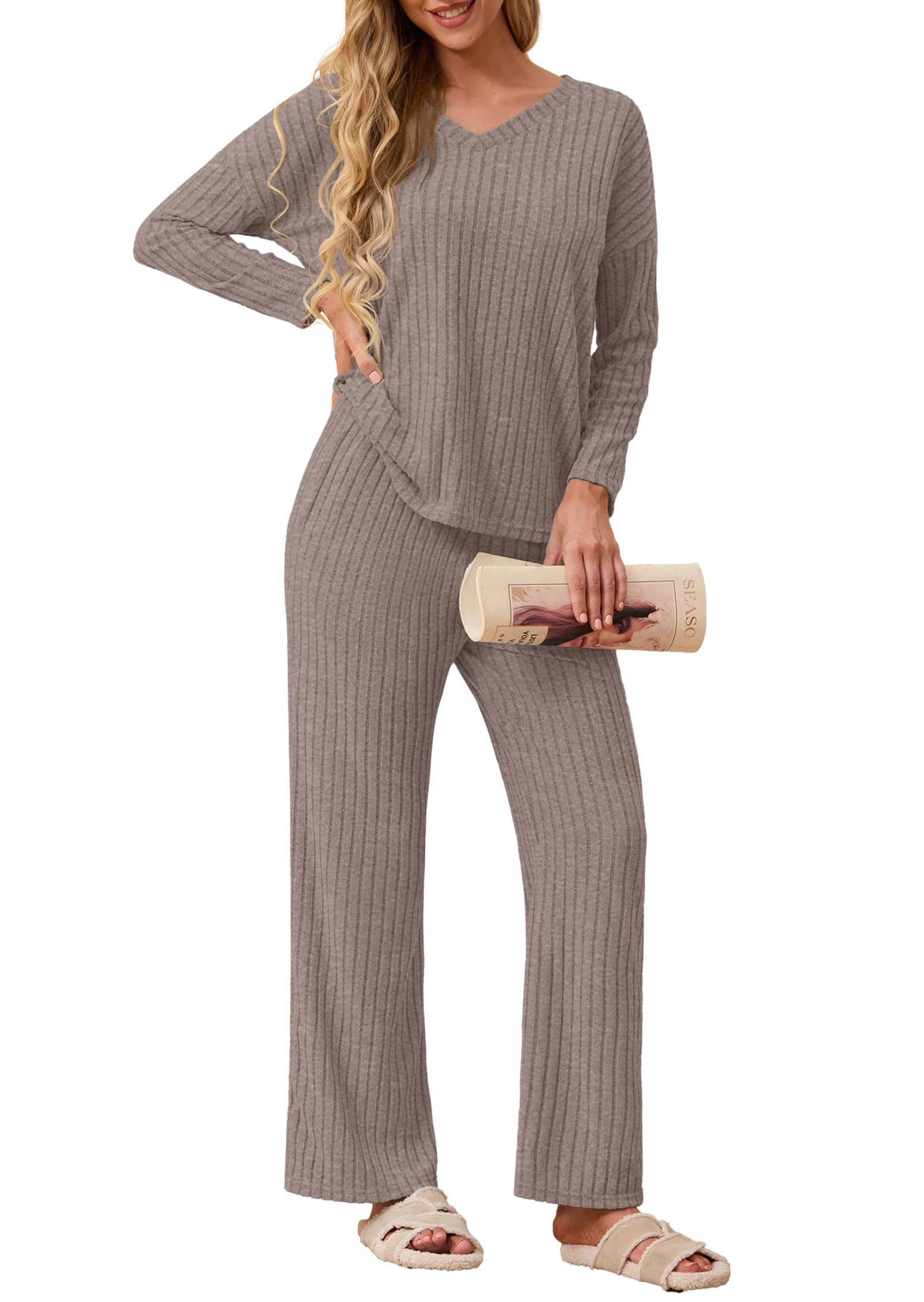 Pyjama côtelé chic GRECERELLE ensemble de nuit premium coupe ample