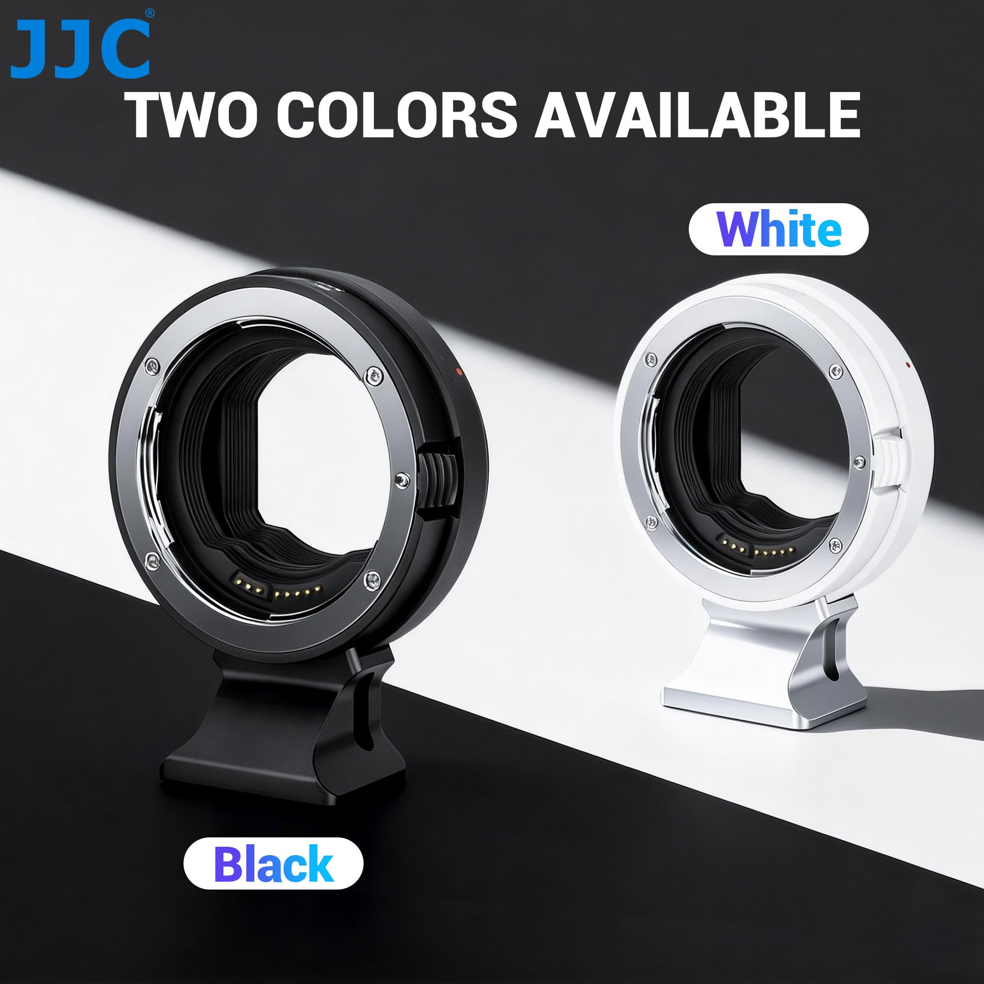 JJC Adapter do montażu EF/EF-S na EOS R AF, metalowy uchwyt, odłączana stopka statywu 1/10.2 cm-20, konwerter adaptera automatycznego ustawiania ostrości, kompatybilny z Canon EOS R1 R Ra RP R3 R5II