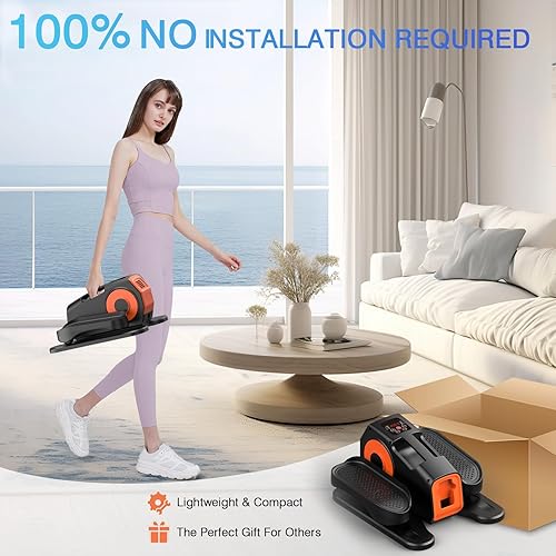 Miniatura 7 de Elíptica debajo del escritorio, ejercitador elíptico de piernas para personas mayores, elíptica portátil para el hogar con control remoto y 12