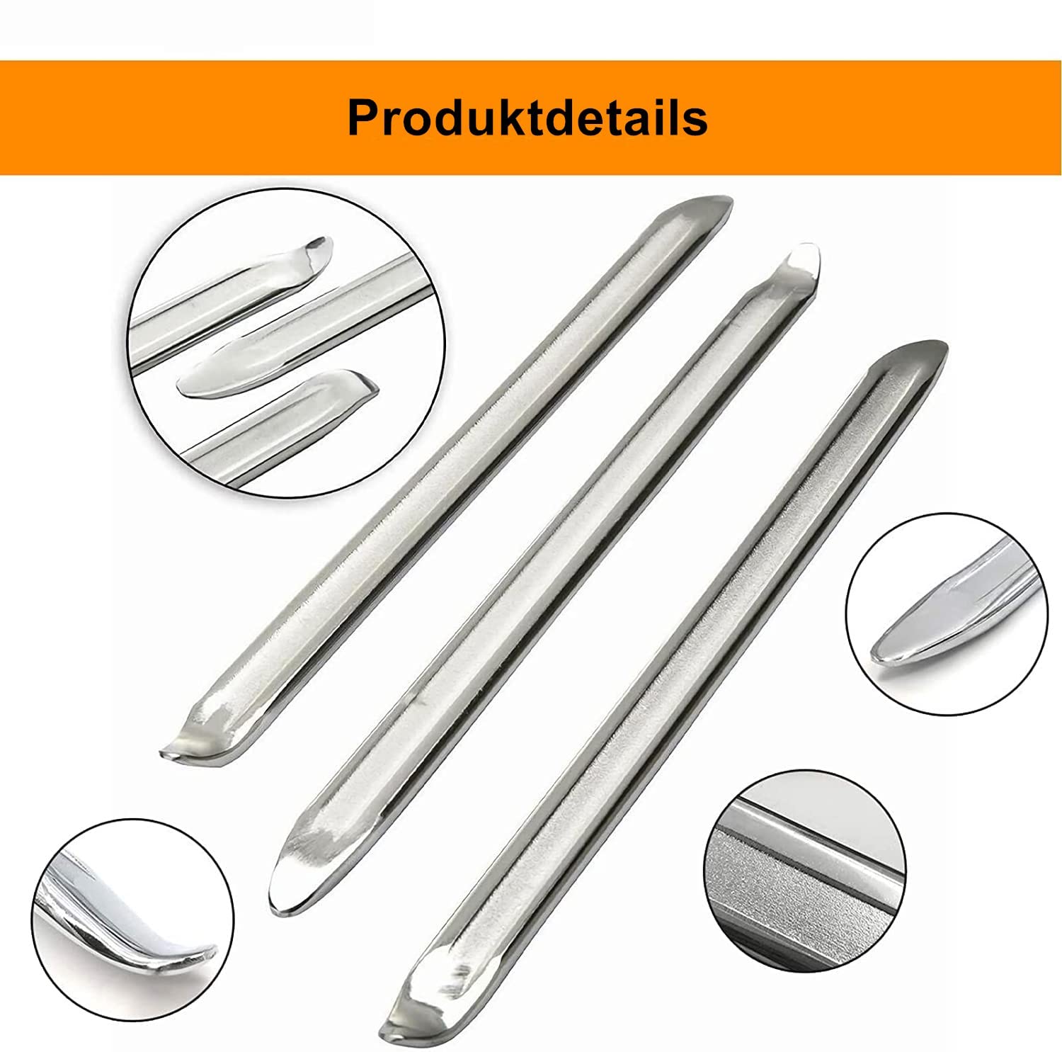 Leve Per Pneumatici Shinybox | 3 Pezzi Da 30 Cm | In Acciaio Al Manganese | Per Moto E Biciclette - Foto 7